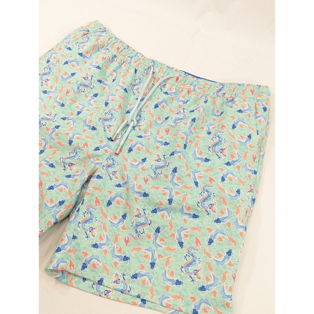 Peter Millar Swim Trunks XL Blue Seaside Collection Koi Fish Dragons Lined